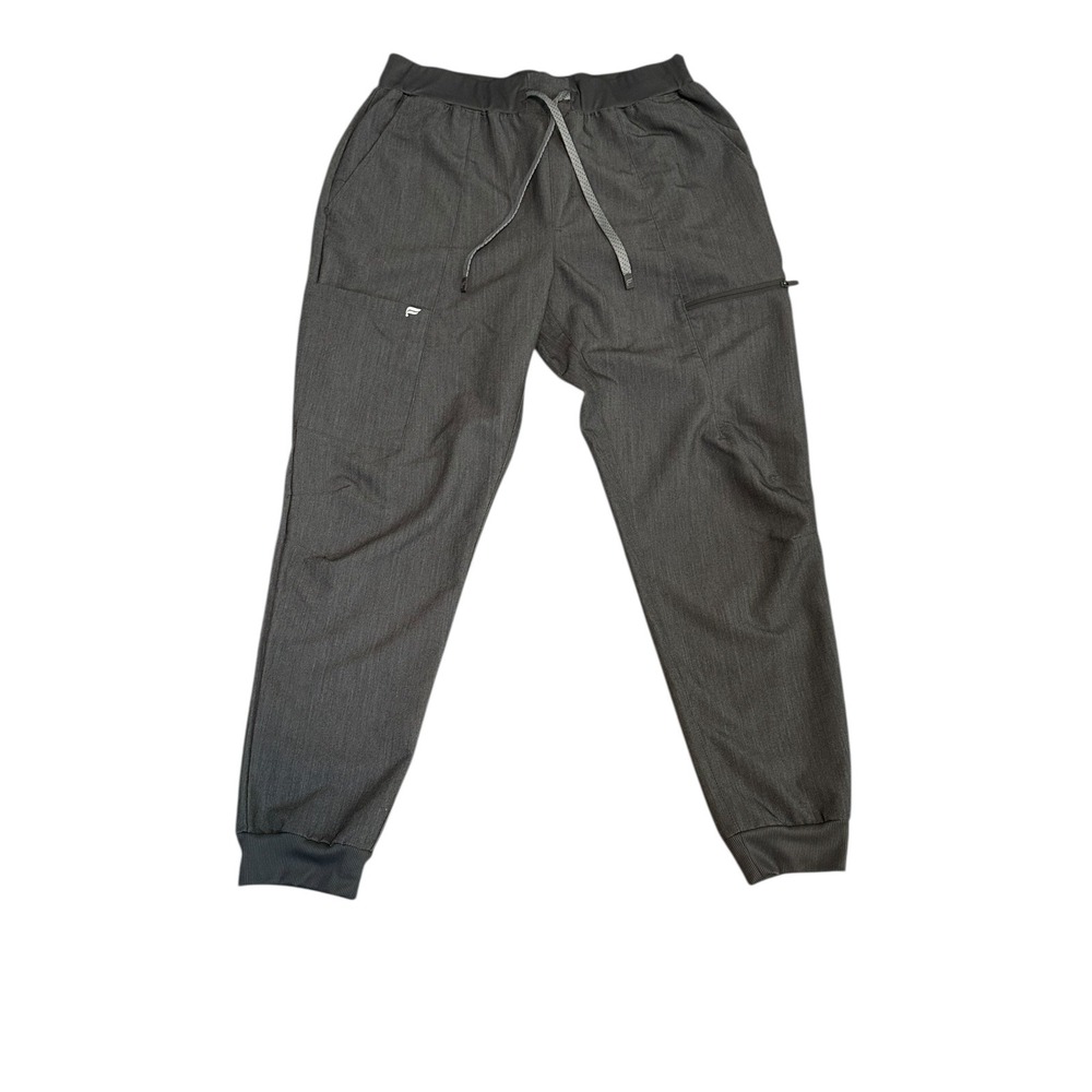 Fabletics Jogger Pants Mens L Gray Heathered Drawstring Athletic Cargo Pockets